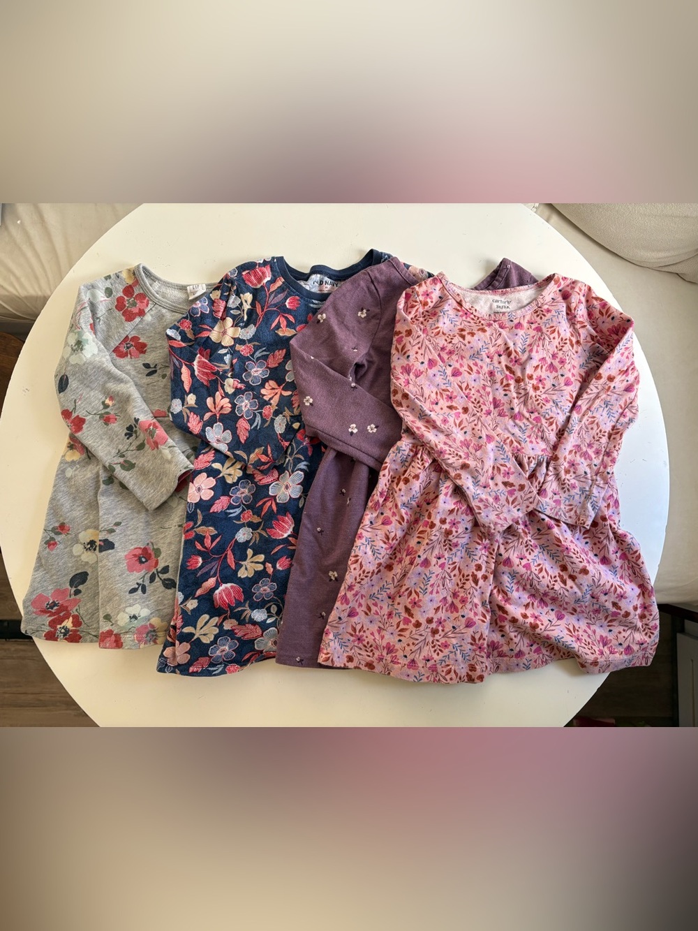Toddler Long Sleeve Floral Knit Dress Lot
